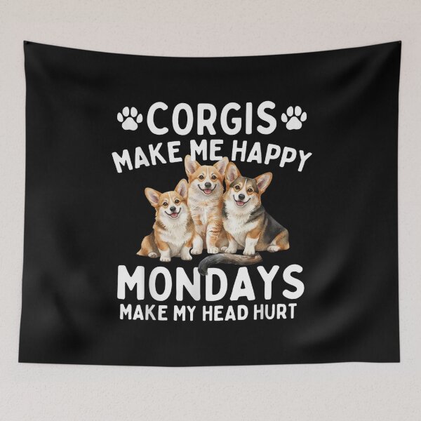 Item preview, Corgis Make Me Happy Mondays Make My Head Hurt Dog Lover designed and sold by Gogetgiggles.