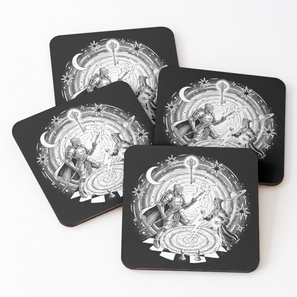Item preview, space chess - Warrior and wizard playing chess in space designed and sold by Prtina.