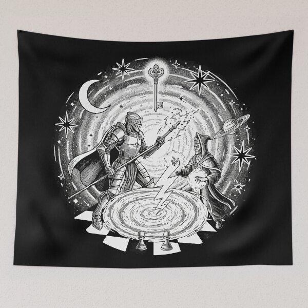 Item preview, space chess - Warrior and wizard playing chess in space designed and sold by Prtina.