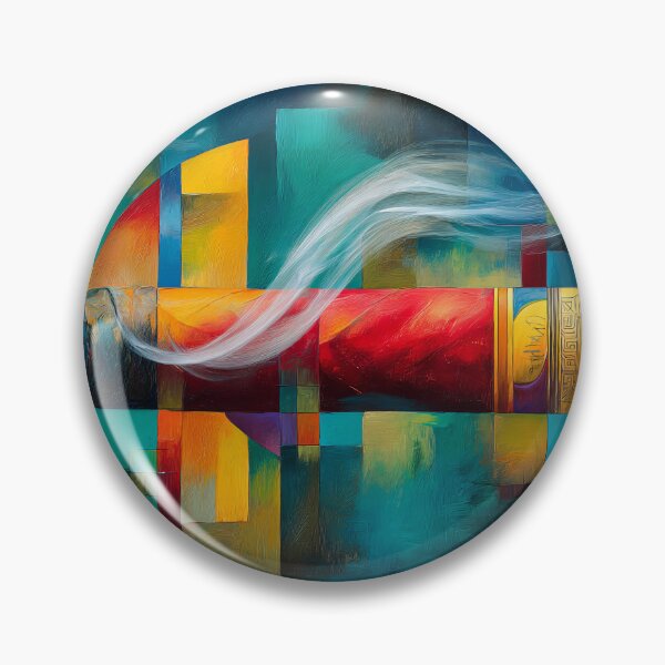 Item preview, A Smoking Cigar Amid Geometric Shapes Bold Colors and Modern Abstract Energy designed and sold by OlfactoART Studio.