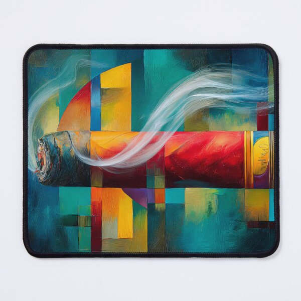 Item preview, A Smoking Cigar Amid Geometric Shapes Bold Colors and Modern Abstract Energy designed and sold by OlfactoART Studio.