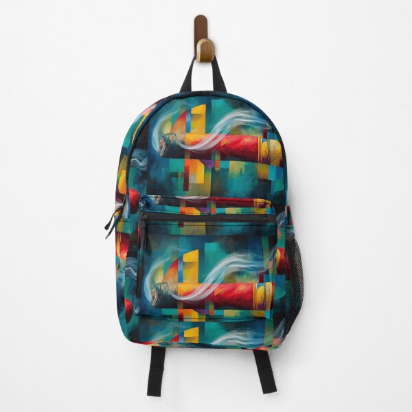 Item preview, A Smoking Cigar Amid Geometric Shapes Bold Colors and Modern Abstract Energy designed and sold by OlfactoART Studio.