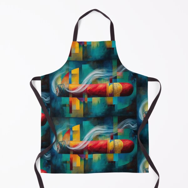 Artikelvorschau, Eine rauchende Zigarre inmitten geometrischer Formen, kräftiger Farben und moderner abstrakter Energie entworfen und verkauft von OlfactoART Studio.