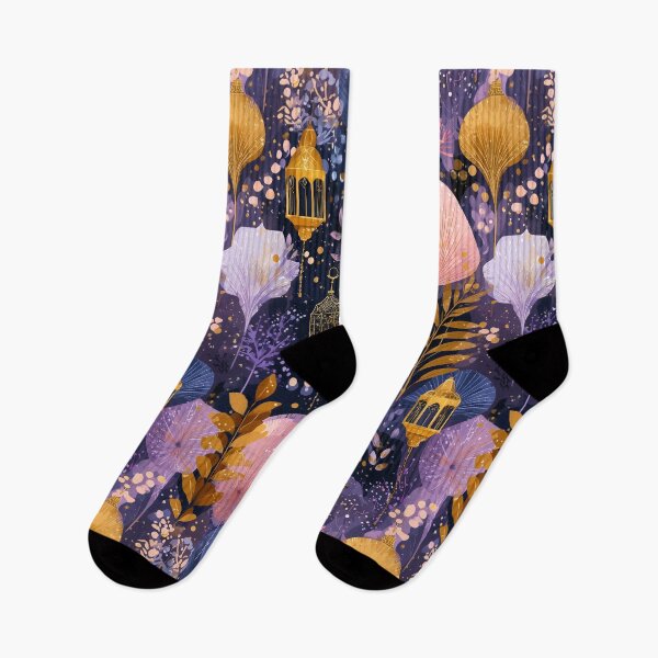 Item preview, Luxury Ramadan Lantern Floral Pattern Pack – Purple Gold Midnight Islamic Seamless Designs designed and sold by SweetManar.