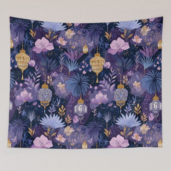 Item preview, Luxury Ramadan Lantern Floral Pattern Pack – Purple Gold Midnight Islamic Seamless Designs designed and sold by SweetManar.