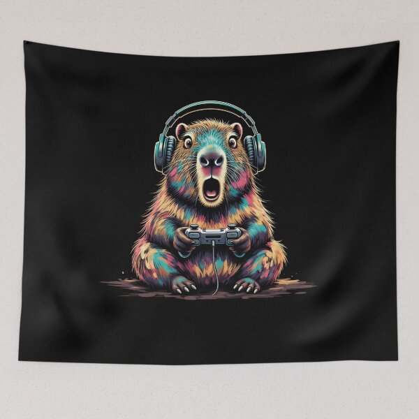 Item preview, Gaming Capybara – Chill Funny Animal Gamer designed and sold by GrumpySableye.