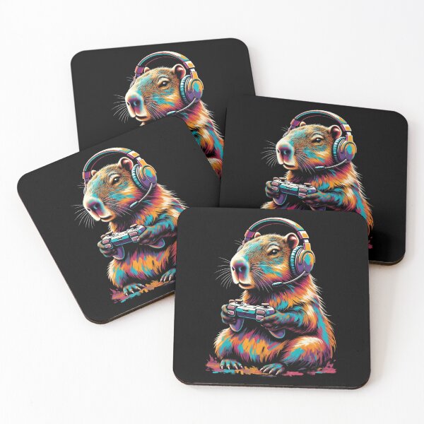 Item preview, Gaming Animal Art – Funny Capybara Gamer designed and sold by GrumpySableye.