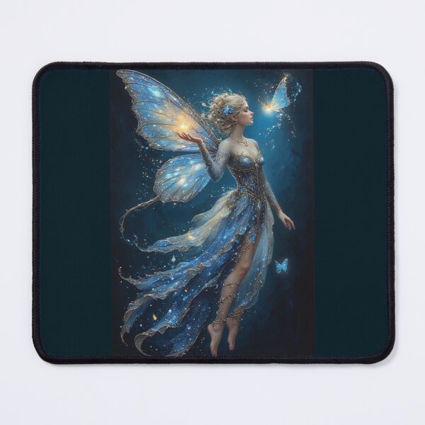 Item preview, Opalite Fairy with Glowing Butterfly – Iridescent Fantasy Art designed and sold by Ditstyle.