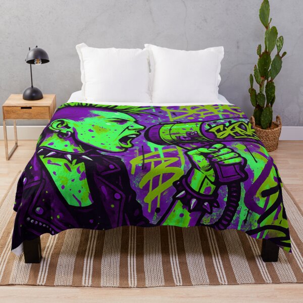 Item preview, Radical Voice Punk Activism - Neon Green and Purple Mohawk Street Art designed and sold by AldenTees.