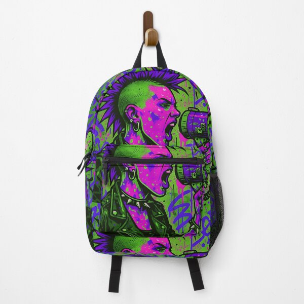 Item preview, Radical Voice Punk Activism - Neon Pink and Purple Mohawk Street Art designed and sold by AldenTees.
