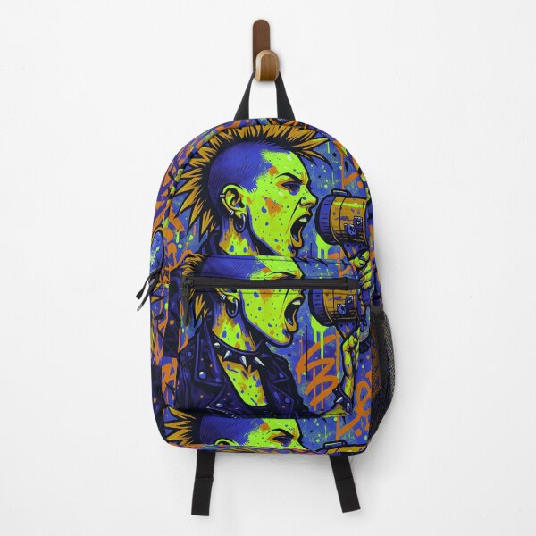 Item preview, Radical Voice Punk Activism - Neon Yellow and Blue Mohawk Street Art designed and sold by AldenTees.