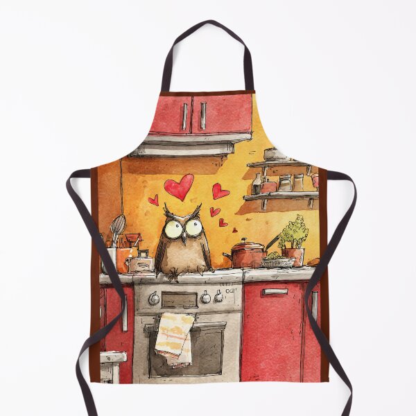 Item preview, A Valentine Owl with an Envelope Perched in a Colorful Kitchen Full of Charm and Whimsy designed and sold by OlfactoART Studio.