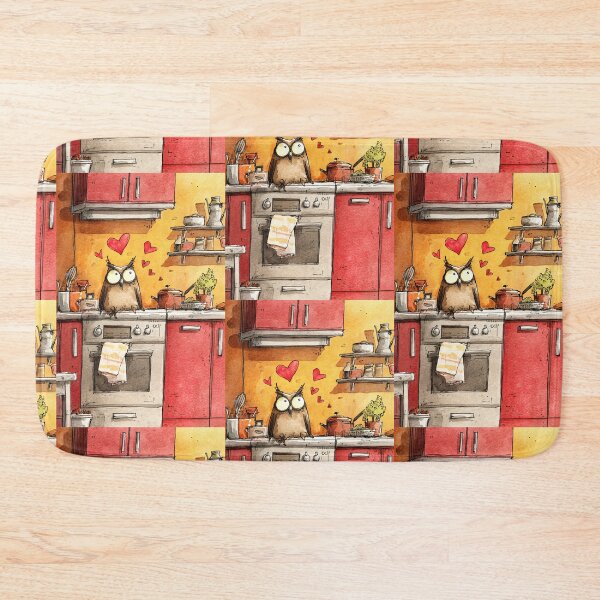 Item preview, A Valentine Owl with an Envelope Perched in a Colorful Kitchen Full of Charm and Whimsy designed and sold by OlfactoART Studio.