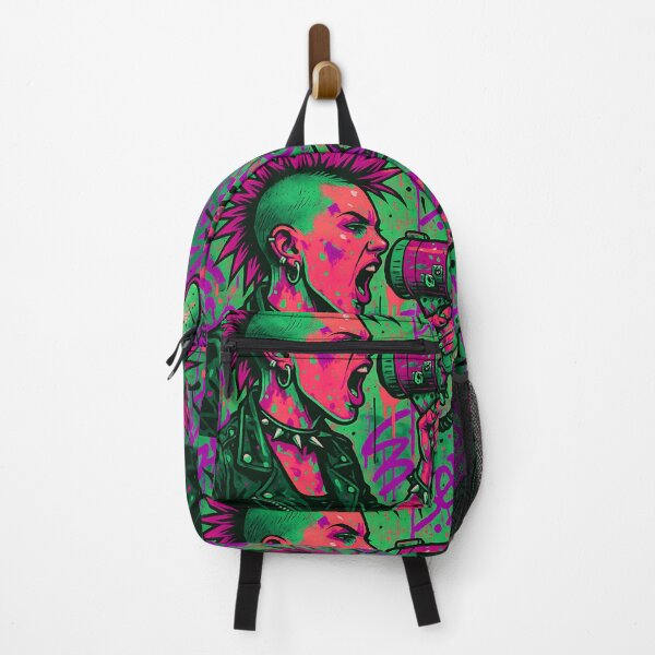 Item preview, Radical Voice - Punk Rock Girl Activism - Neon Green and Pink Mohawk Street Art designed and sold by AldenTees.