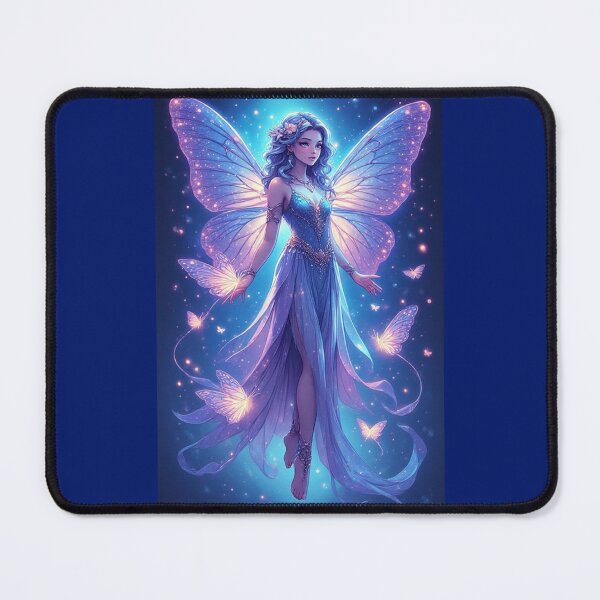 Item preview, Opalite Fairy with Glowing Butterfly – Iridescent Fantasy Art designed and sold by Ditstyle.