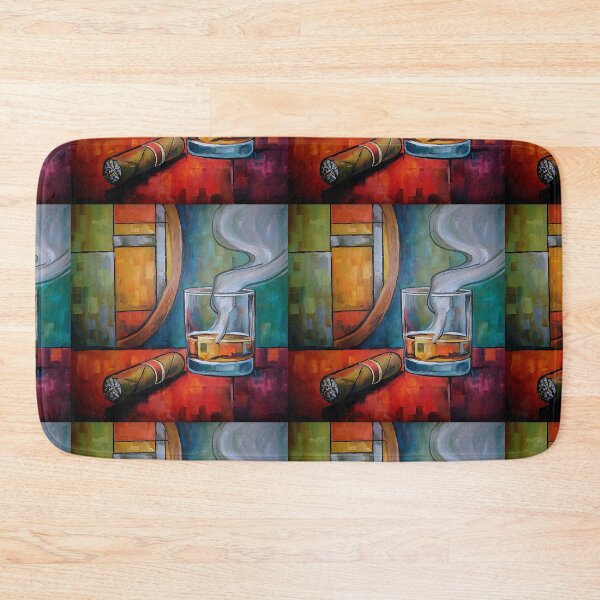 Item preview, Whiskey, Cigar and Curling Smoke: A Vibrant Abstract Scene of Relaxation and Style designed and sold by OlfactoART Studio.