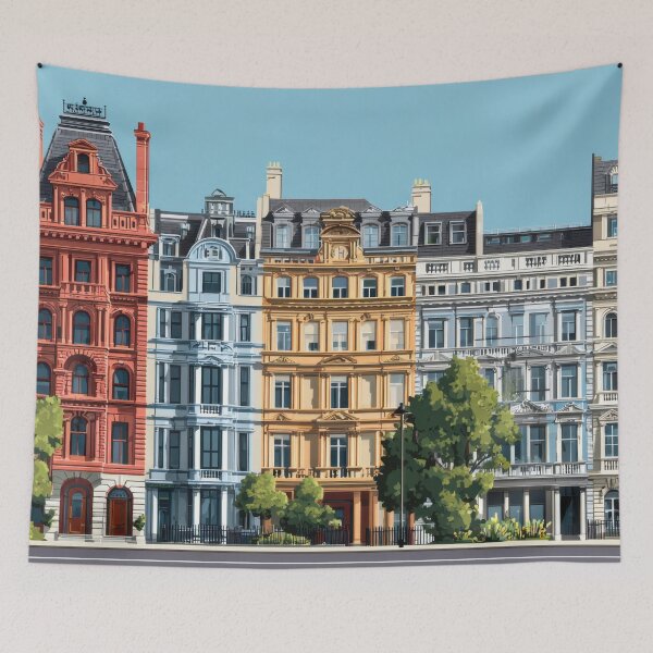 Item preview, Colorful buildings in a city scene designed and sold by anytka.