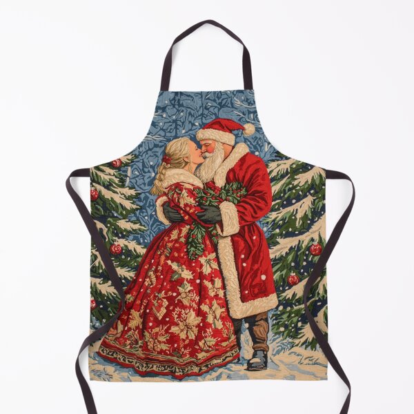 Item preview, Romantic Santa & Mrs. Claus Embroidered Holiday Scene designed and sold by MiraLumeStudio.