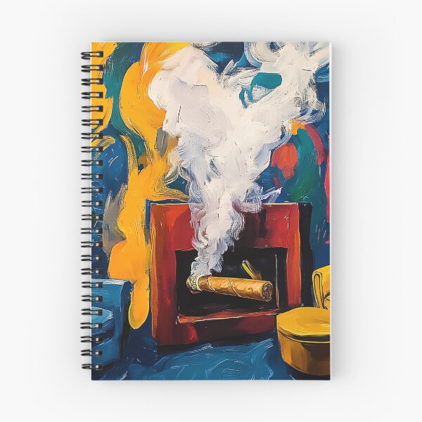 Artikelvorschau, Eine kühne und farbenfrohe Zigarrenlounge mit abstrakten Farbtönen, aufsteigendem Rauch und markanten Möbeln entworfen und verkauft von OlfactoART Studio.