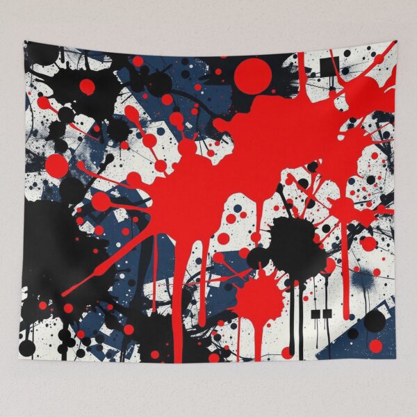 Item preview, Abstract Red Blue White and Black Splatter Art designed and sold by UNK-Fatigues.