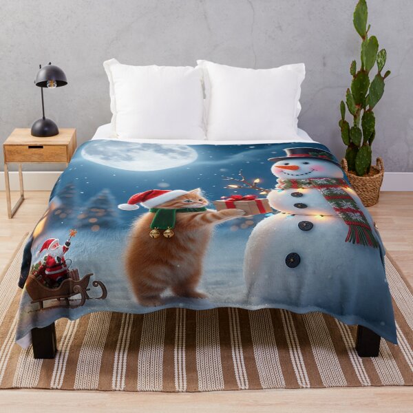 Item preview, Christmas Kitty & Snowman Gift Exchange – Magical Winter Scene designed and sold by Iras-Art-Corner.