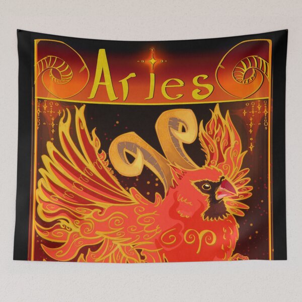 Item preview, Fire Sign Astrology Aries Cardinal with Ram Horns designed and sold by ChakraDragons.