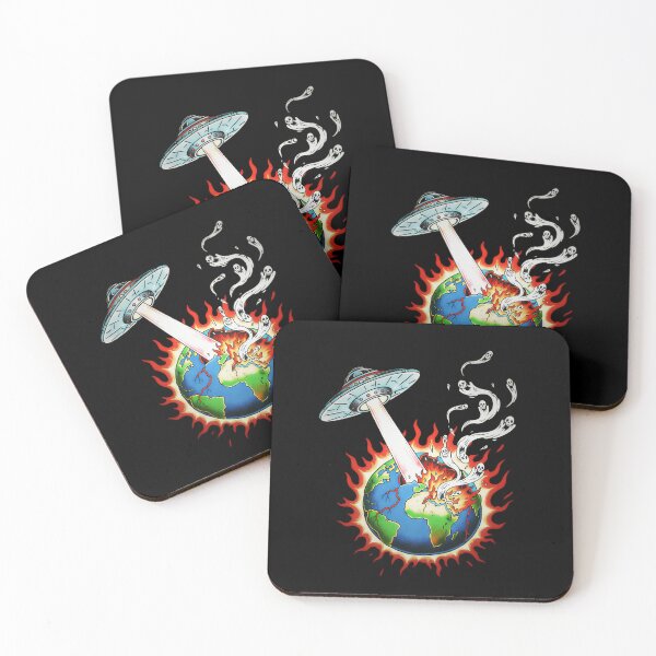Item preview, UFO Destroying Earth - Retro Sci-Fi Apocalypse designed and sold by CoffinsArt.