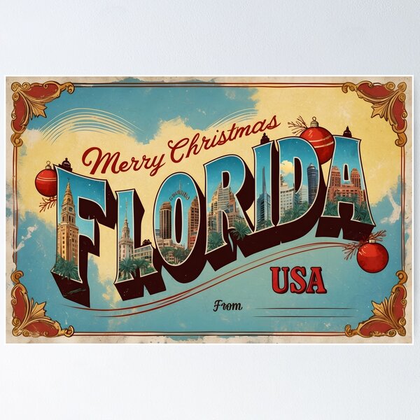 Item preview, Merry Christmas From Florida USA Postcard Greetings Retro Travel Vintage designed and sold by TravelPostcardGems.