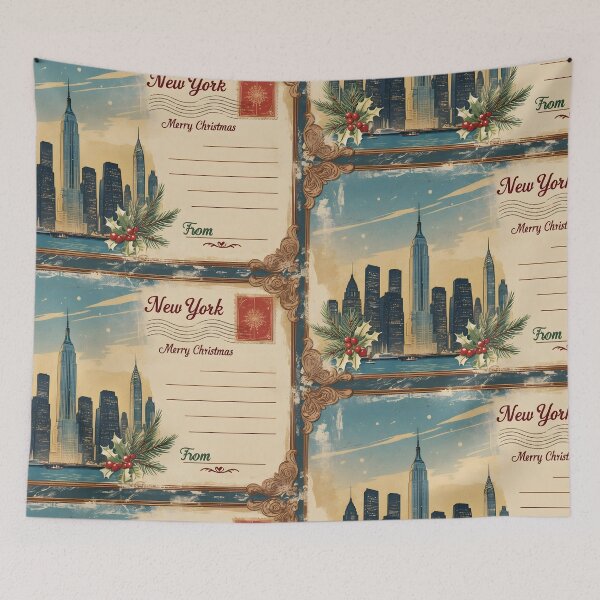 Item preview, Merry Christmas From New York USA Postcard Greetings Retro Travel Vintage designed and sold by TravelPostcardGems.