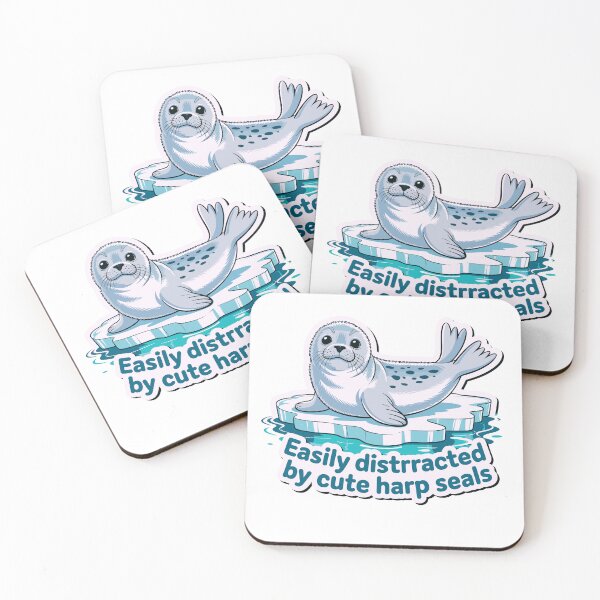 Item preview, Easily Distracted by Cute Harp Seals Kawaii Seal Pup designed and sold by designleon19.