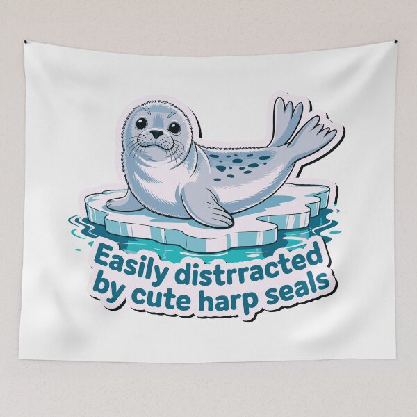 Item preview, Easily Distracted by Cute Harp Seals Kawaii Seal Pup designed and sold by designleon19.
