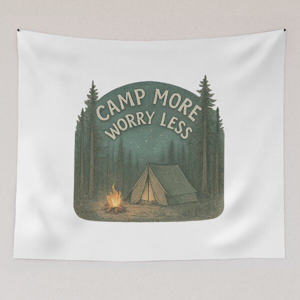 Item preview, Camp More Worry Less Adventure Vintage Travel designed and sold by Retro-Anime9.
