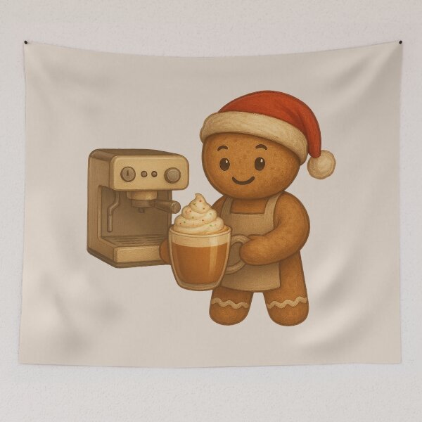 Item preview, Gingerbread Barista for Santa - Cute Festive Coffee Maker Art designed and sold by I AM BRO.