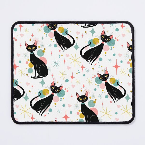 Item preview, Atomic Cats - 1950s Retro Black Cat & Geometric Shapes Pattern designed and sold by DigitalEffects.