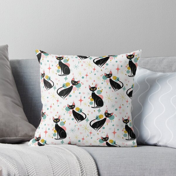 Item preview, Atomic Cats - 1950s Retro Black Cat & Geometric Shapes Pattern designed and sold by DigitalEffects.