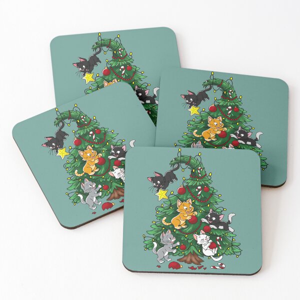 Item preview, Christmas Chaos — Five Cats vs The Tree designed and sold by BlackCat Vibe.