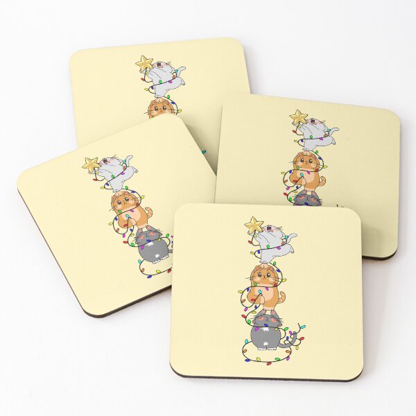 Item preview, Stacked Christmas Cats – Three Cats Decorating the Tree designed and sold by BlackCat Vibe.