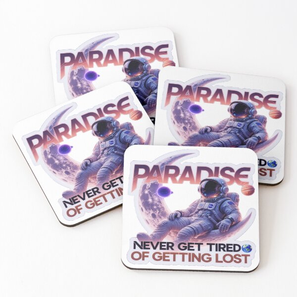 Item preview, Motivational Space Astronaut Sticker: Never Tired of Getting Lost in Paradise designed and sold by ARTCREATESHOP.
