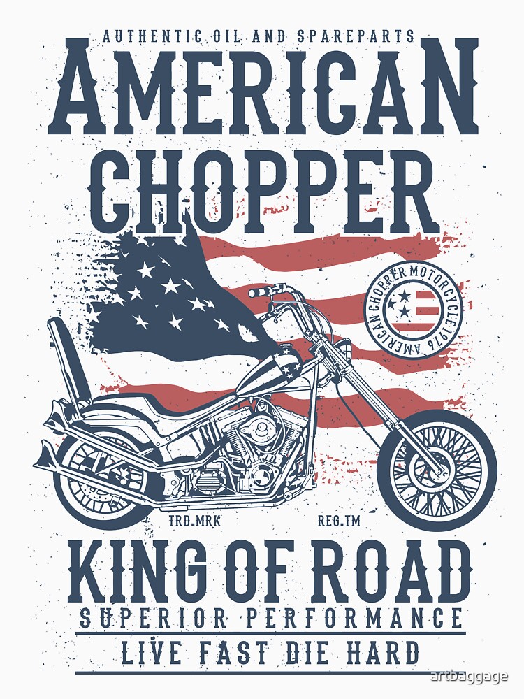 American Chopper King of Road Biker T-shirt by artbaggage