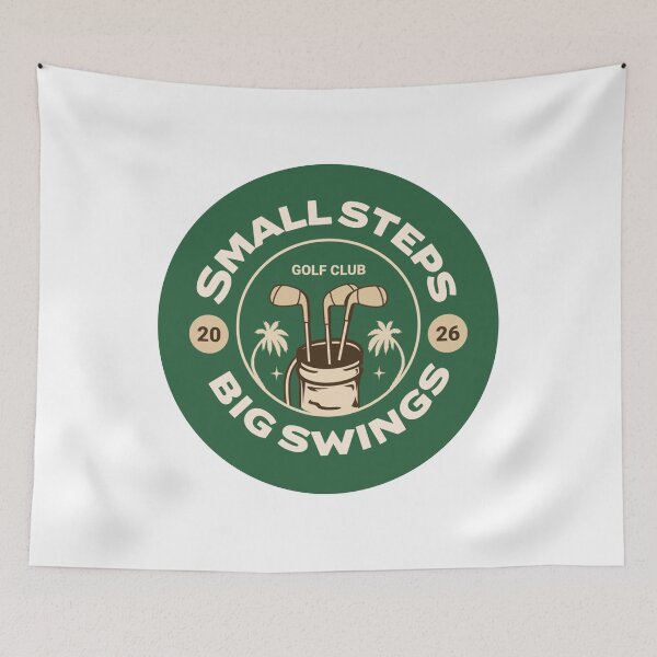 Item preview, Small Steps Big Swings Vintage Golf Club Badge Design designed and sold by Lamassatshop.