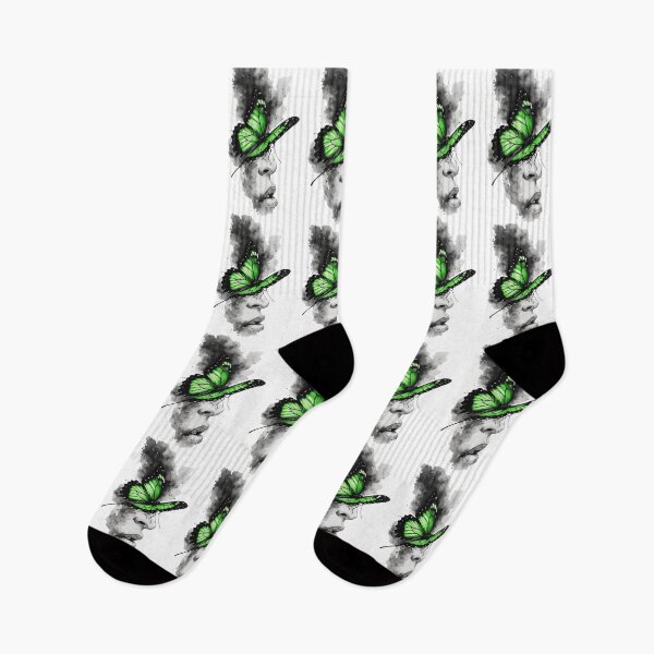 Item preview, Green Butterfly on White Flower – Nature Aesthetic Art designed and sold by Ditstyle.