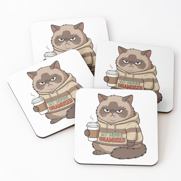 Item preview, My Mood Unamused Funny Cat Cartoon Graphic for Coffee Lover designed and sold by chattsuede.