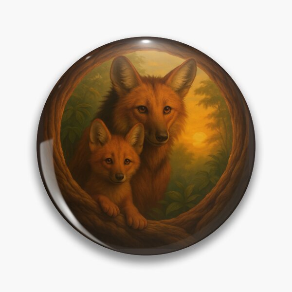 Item preview, Maned Wolf Mother and Cub – Forest Hollow Guardian designed and sold by GeoWild Designs.