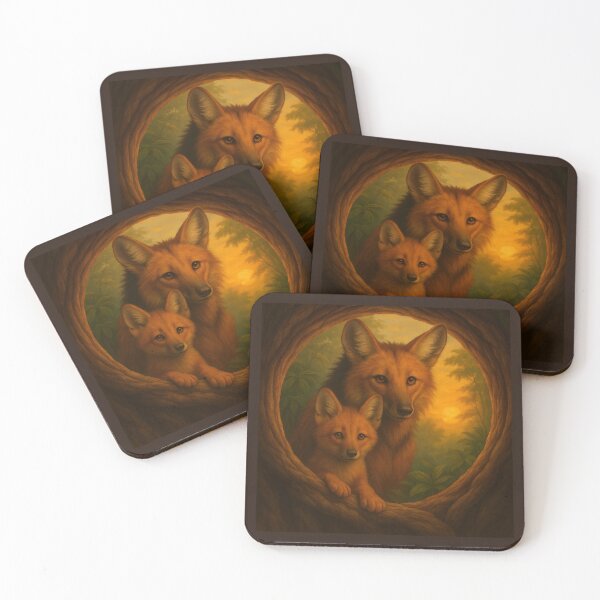 Item preview, Maned Wolf Mother and Cub – Forest Hollow Guardian designed and sold by GeoWild Designs.
