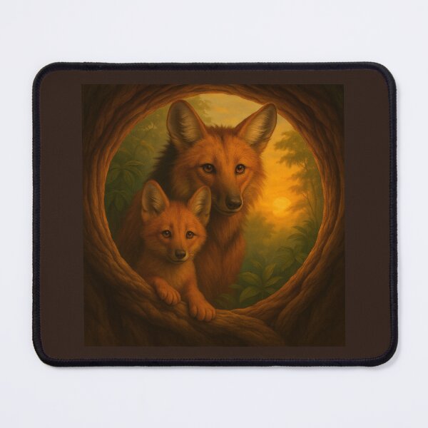 Item preview, Maned Wolf Mother and Cub – Forest Hollow Guardian designed and sold by GeoWild Designs.