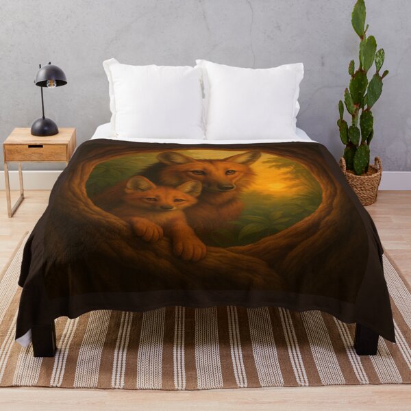 Item preview, Maned Wolf Mother and Cub – Forest Hollow Guardian designed and sold by GeoWild Designs.