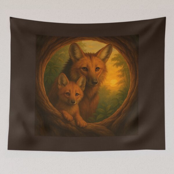 Item preview, Maned Wolf Mother and Cub – Forest Hollow Guardian designed and sold by GeoWild Designs.