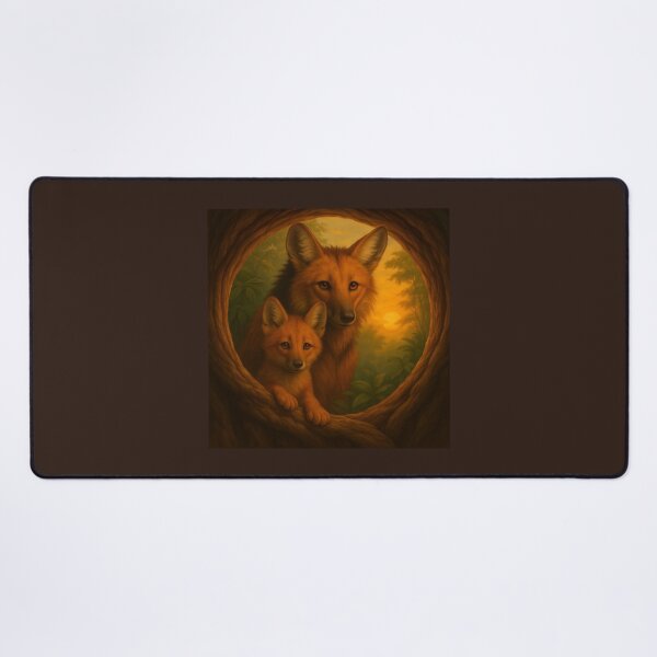Item preview, Maned Wolf Mother and Cub – Forest Hollow Guardian designed and sold by GeoWild Designs.