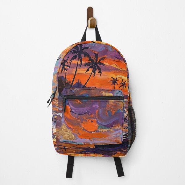 Item preview, Sunset Beach Tropical Palm Tree oil artwork designed and sold by Fateh-Kro ⭐⭐⭐⭐⭐.