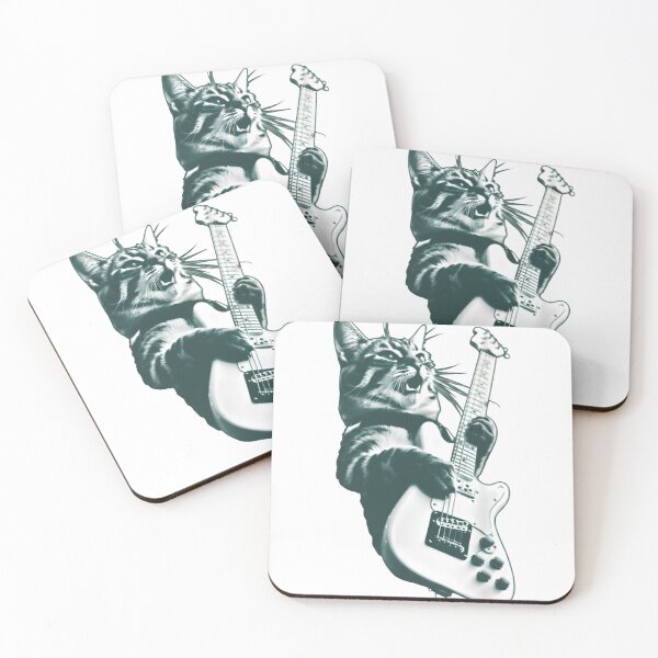 Item preview, Rock Cat Playing Guitar,  A Funny Guitar Cat, Perfect for Cat Lovers and Rock Lovers Alike designed and sold by DesignDenDo ⭐⭐⭐⭐⭐.